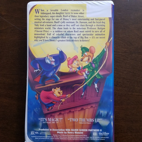 The Great Mouse Detective (1992 VHS) Black Diamond - Picture 3 of 8